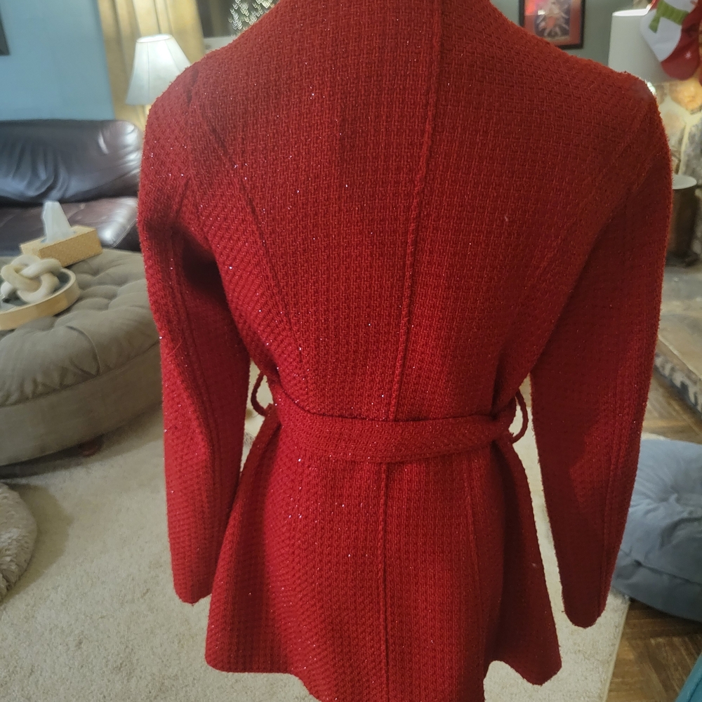 Chic Red Ruffle Blazer - Picture 4 of 5